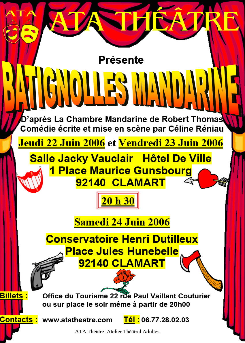 Affiche theatre Batignolles mandarine spectacle céline réniau